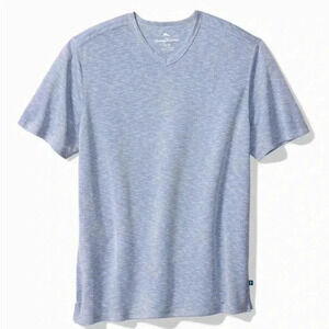 [M]Tommy Bahama Sky Blue  Cape Cayo Vneck Modal Blend S/S Shirt Men